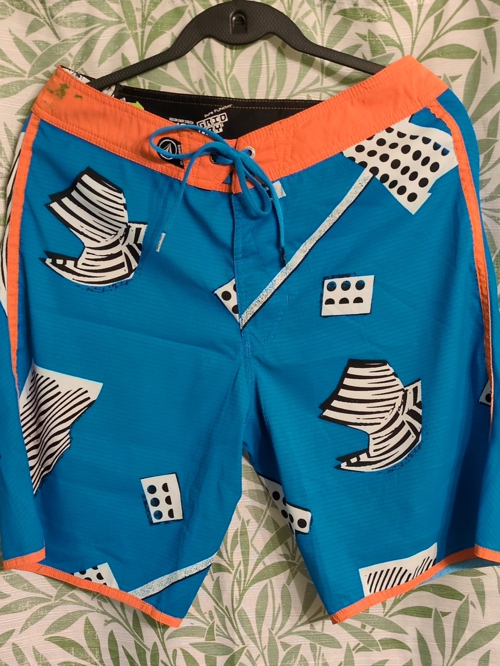 Volcom Blue and Orange Graphic Board Shorts
